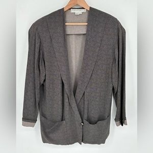 Norma Walters Sz 10 Single Button Blazer Pointallism Dot Grey Pattern S4